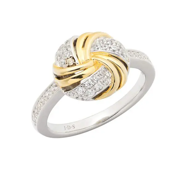 Diamond and gold knot ring with band.