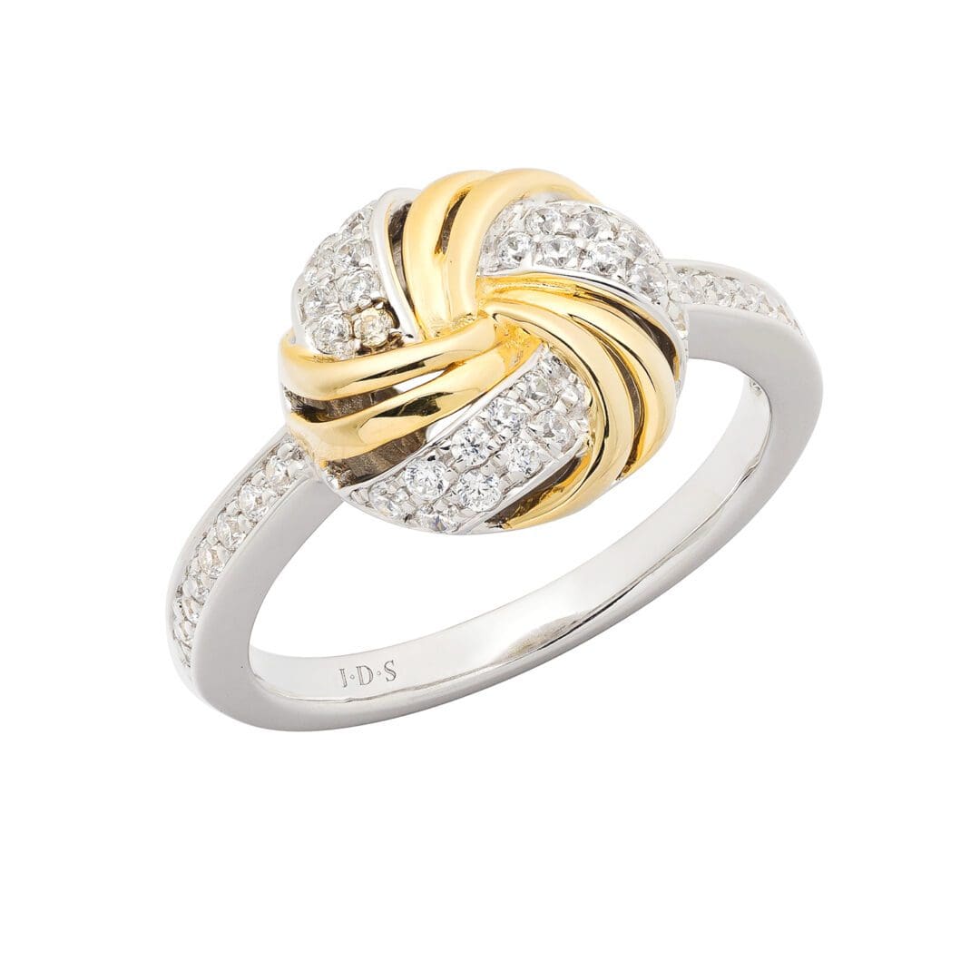 Diamond and gold knot ring with band.