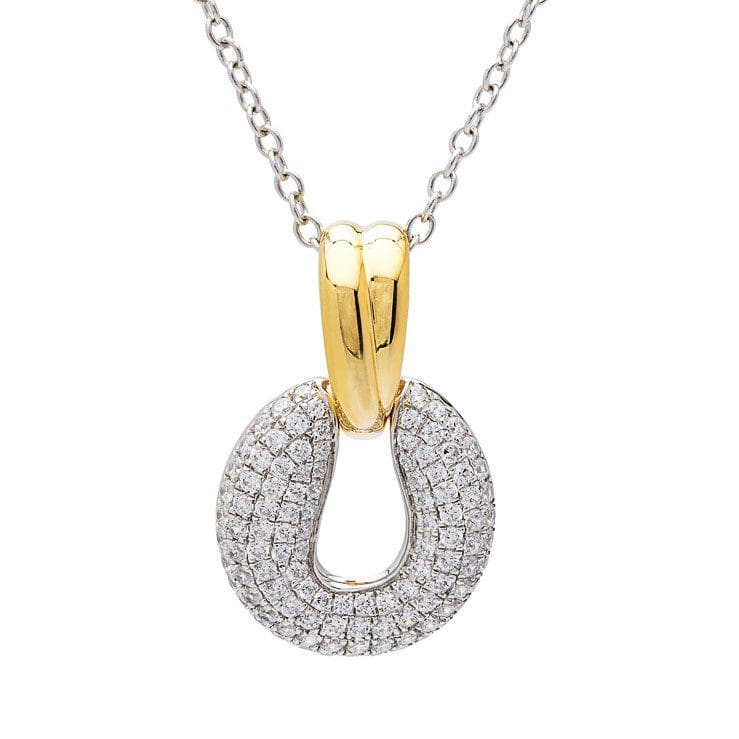 Diamond and gold pendant necklace.