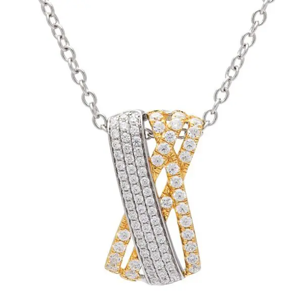 Diamond and gold pendant necklace.