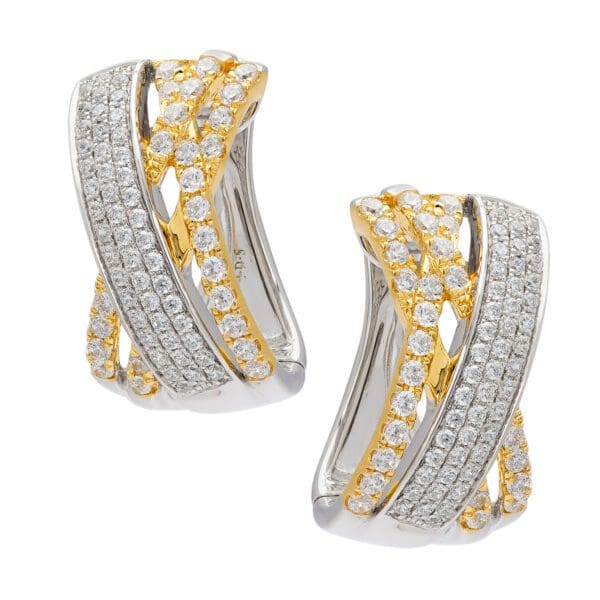 Pair of diamond hoop earrings.