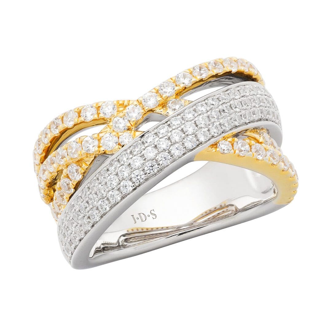 Diamond ring with interwoven bands.